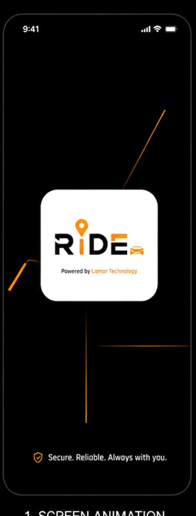 Ride screen animation — splash with official logo and Lamar Technology branding