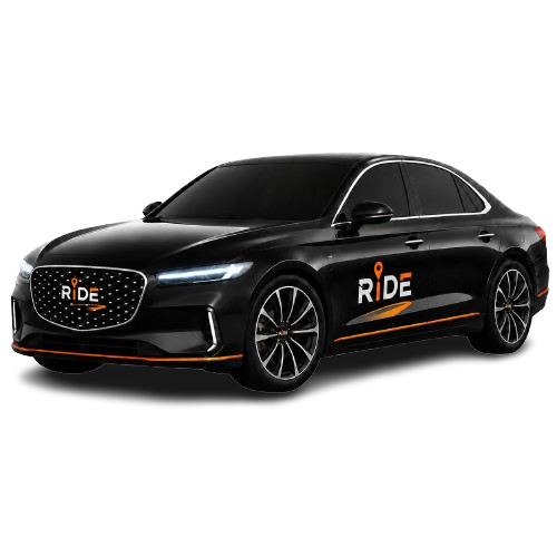 Ride Lamar Lux premium black sedan with orange accents
